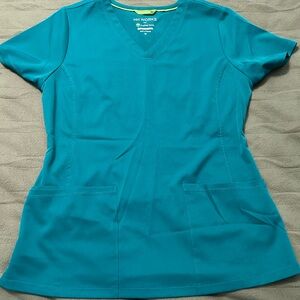 Healing Hands Blue Fitted Scrub Top